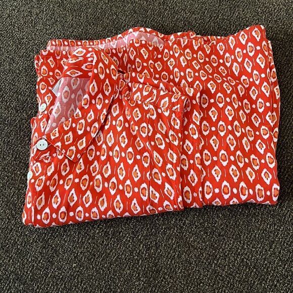 J. Jill Sleeveless Orange Red Abstract Design Rayon Button Down A-line Top-Small - Picture 16 of 16
